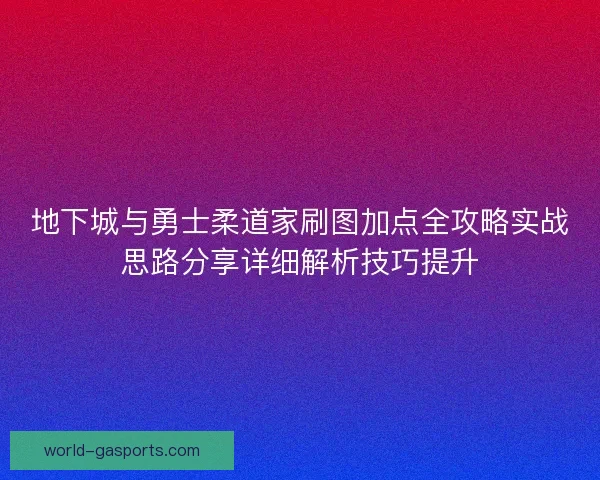 地下城与勇士柔道家刷图加点全攻略实战思路分享详细解析技巧提升